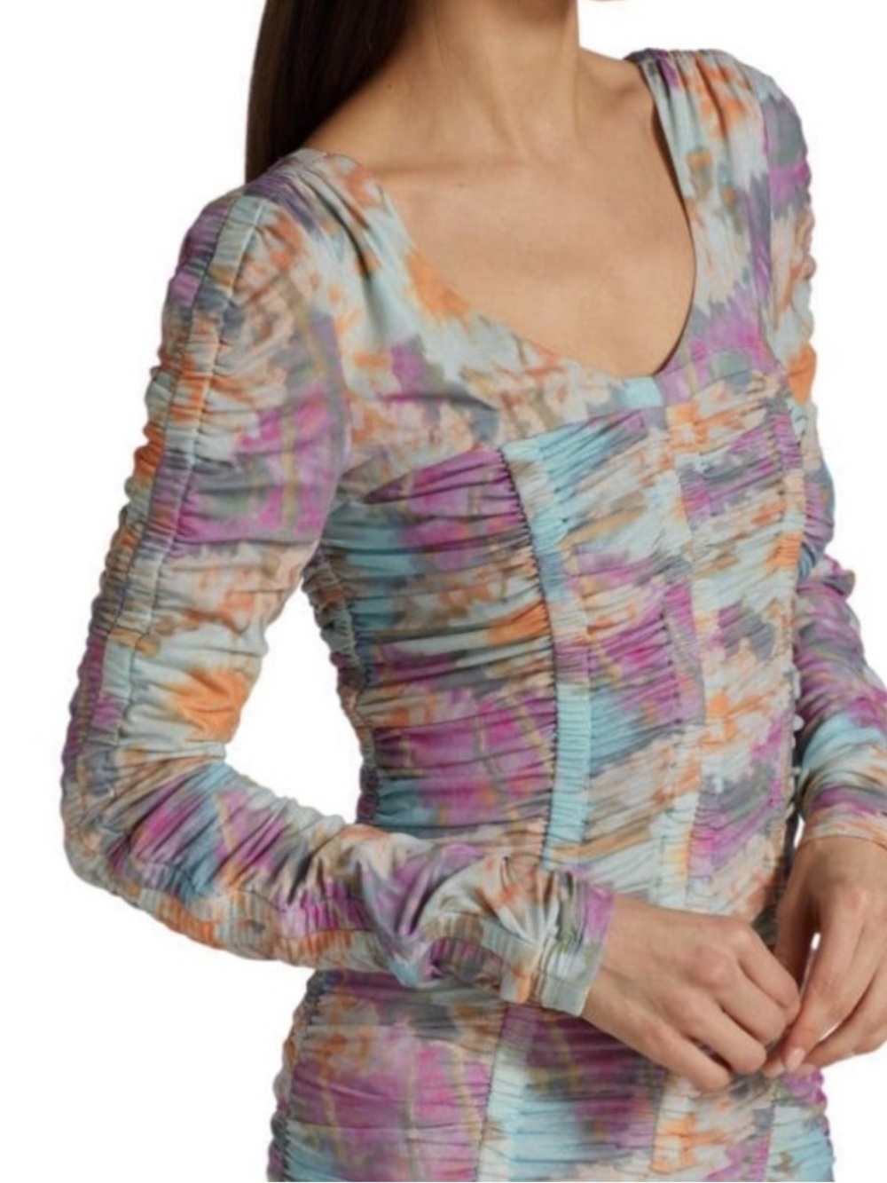 ROTATE Birger Christiansen Daphny Ruched Scoop Neck Mini Dress - NEW - 36 - Picture 3 of 9